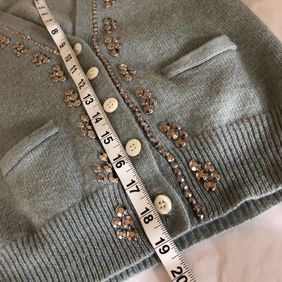 j crew crystal bead gray cardigan womans S-m sweater Wool Alpaca Blend Dressy - Picture 10 of 12